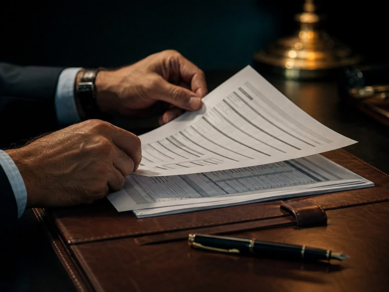 Profesionales revisando documento financiero